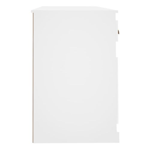 Бюро с шкаф, бял, инженерно дърво