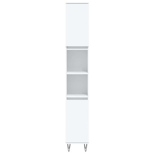 Комплект мебели за баня от 3 части, бял, инженерно дърво