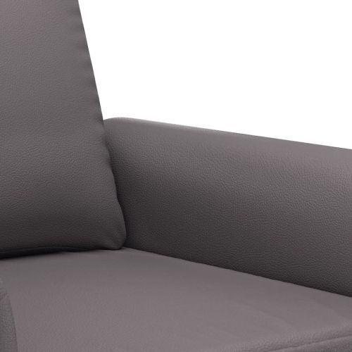 Комплект дивани от 3 части с възглавници сив изкуствена кожа