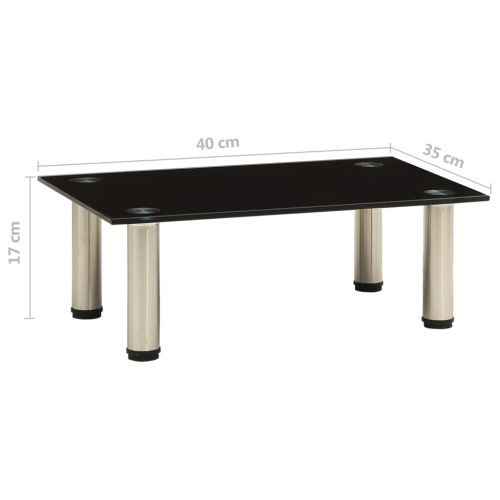 Поставка за телевизор, черна, 40x35x17 см, закалено стъкло