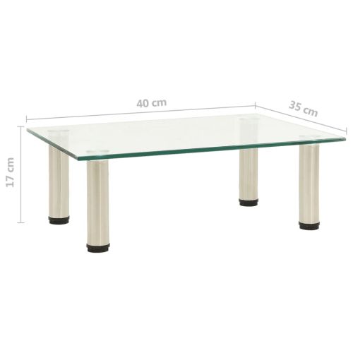 ТВ поставка, прозрачна, 40x35x17 см, закалено стъкло