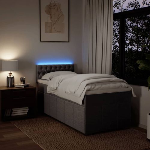 Боксспринг легло с матрак, таупе, 80x200 см, плат