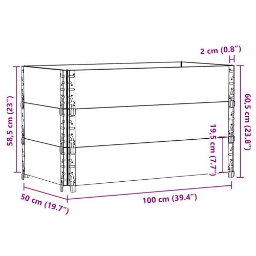 Палетни страници, черно, 3 бр, 80x60 см, борова дървесина масив