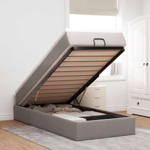 Османска легло с матрак, таупе, 100x200 см, плат