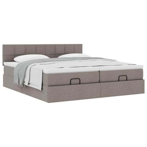 Османска легло с матраци, таупе, 200x200 см, плат