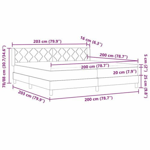 Легло с пружинирана основа с матрак Таупе 200 x 200 cm текстил