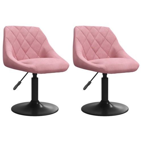 Въртящи трапезни столове, 2 бр, розови, кадифе