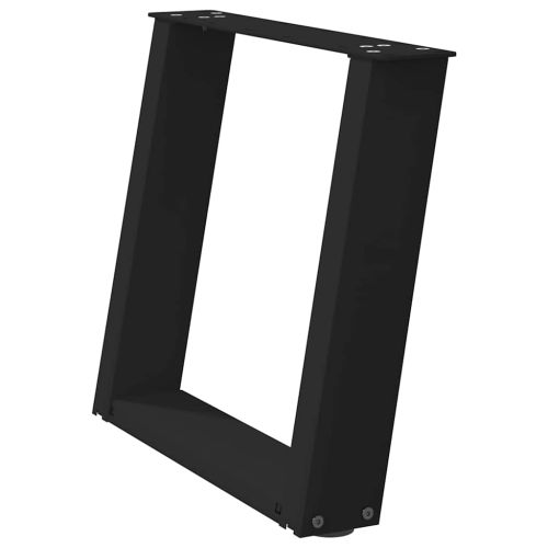 Крака за масичка за кафе, U-образни, 2 бр., черни, 50 x (42-43) см, стомана