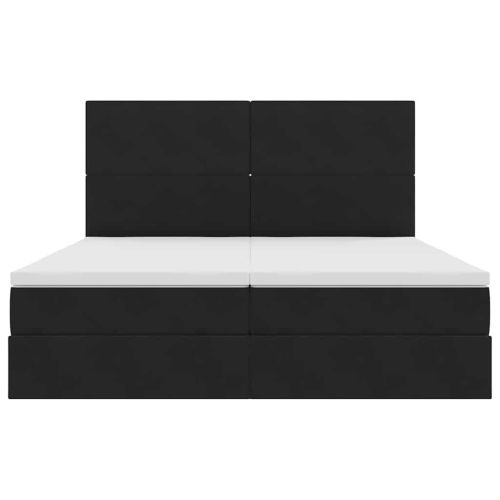 Легло С LED лентисти светлини Черно 180 x 200 cm Кадифе