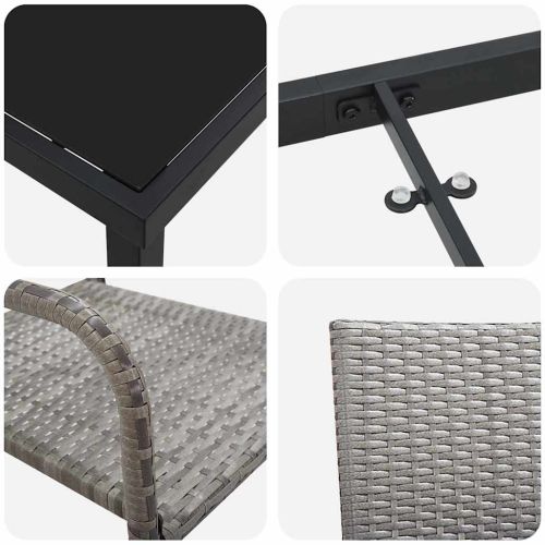 Комплект за хранене в градината 5 pcs Сив полиратан