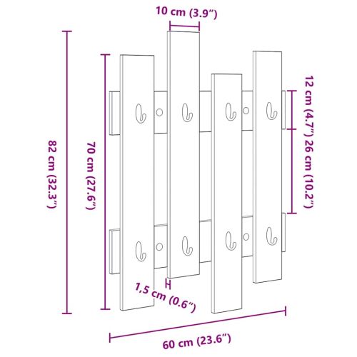 Стенен закачалка за палта Циментено сиво 60 x 3 x 82 см