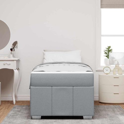 Рамка за легло с матрак Светлосиво 90 x 200 cm текстил