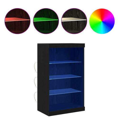 LED конзолна маса Черния дъб 60,5 x 37 x 100 см Инженерно дърво