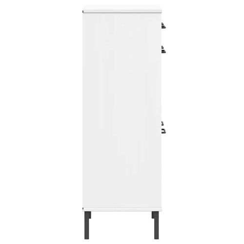 Етажерка за обувки с метални крака бяла бор масив OSLO