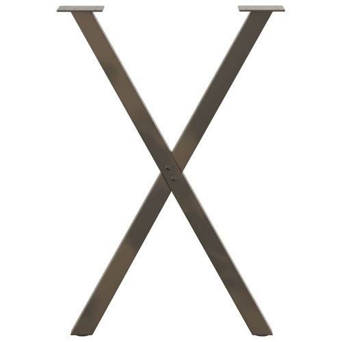 Крака за трапезна маса, X-образни, 2 бр., естествена стомана, 57 x (72-73) см, стомана