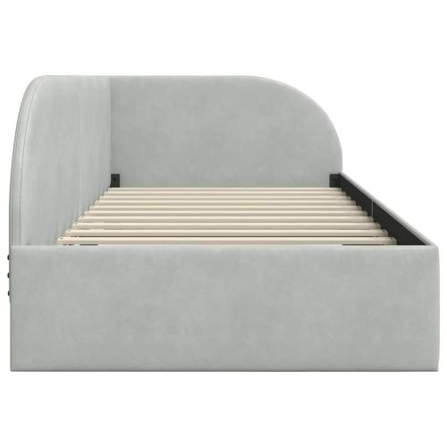 Ъглова рамка за легло Светлосиво 90 см x 200 см Кадифе