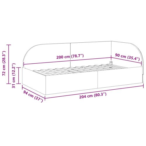 Ъглова рамка за легло Светлосиво 90 см x 200 см Кадифе