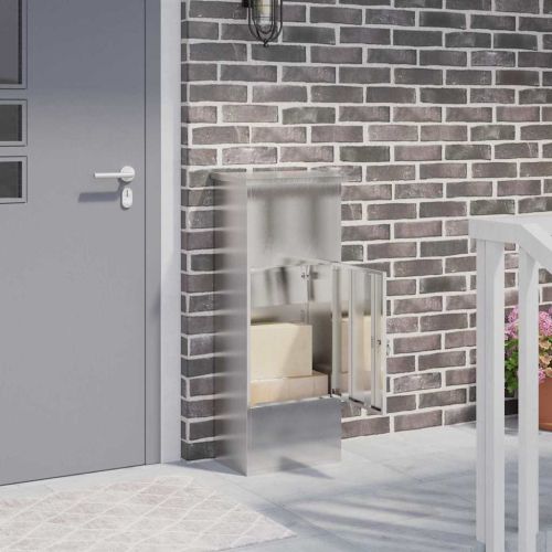 Пощенска кутия за пратки с врата Сребрист 44,5 x 29 x 110,5 см