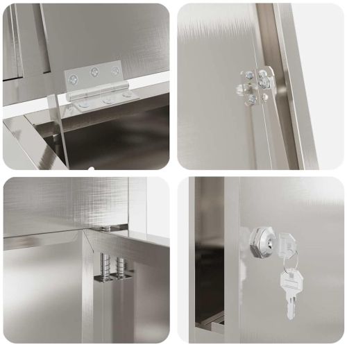 Пощенска кутия за пратки с врата Сребрист 44,5 x 29 x 110,5 см