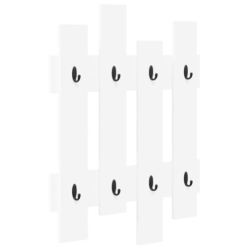 Стенен закачалка за палта Бяло 60 x 3 x 82 см Инженерно дърво