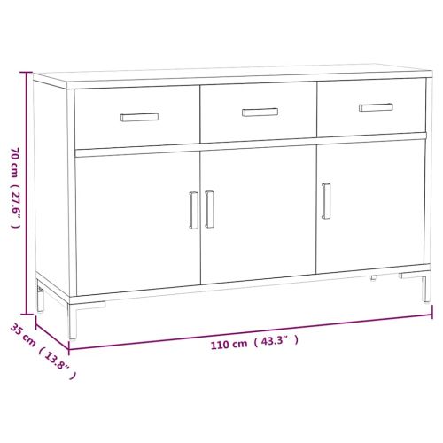 Сайдборд, кафяв, 110x35x70 см, борова дървесина масив