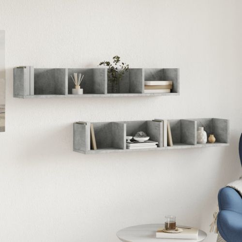 Стенни шкафове 2 бр бетонно сиви 99x18x16,5 см инженерно дърво