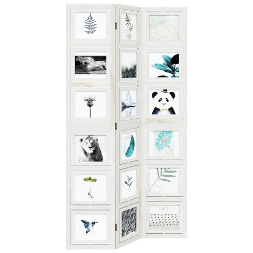 Разделител за стая, 3 панела, бял, дърво пауловния масив