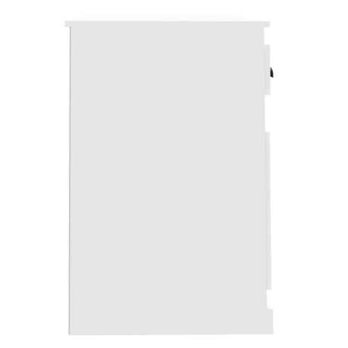 Бюро с чекмедже, бяло, 115x50x75 см, инженерно дърво