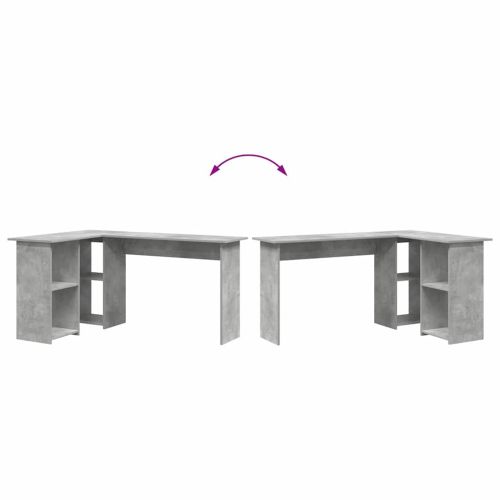 Бюро с рафт Циментено сиво 142 x 102 x 73 см Инженерно дърво