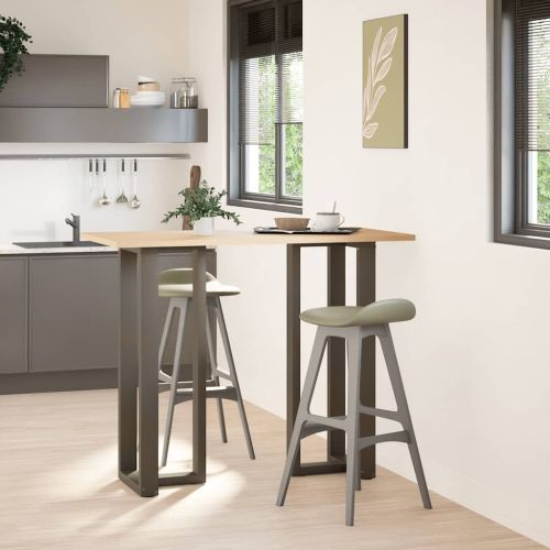 Крака за бар маса, Т-образни, 2 бр., черни, 50x35x(110-111) см, стомана