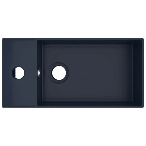 Мивка за баня с преливник, керамична, тъмносиня