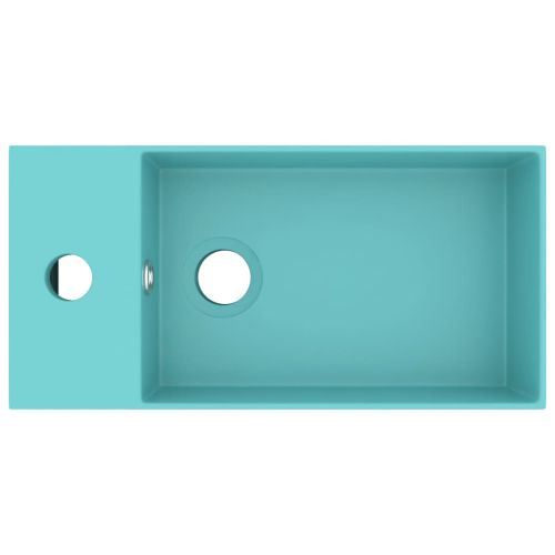 Мивка за баня с преливник, керамична, светлозелена