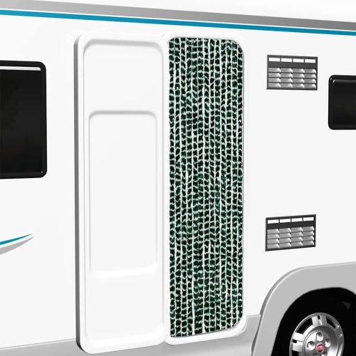 Завеса против насекоми, зелено и бяло, 56x185 см, шенил