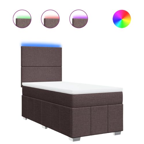 Боксспринг легло с матрак, тъмнокафяво, 100x200 см, плат