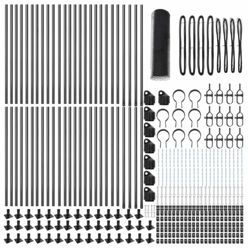 Стълб за ограда. Сив 100 х 0,5 м Стомана и PVC