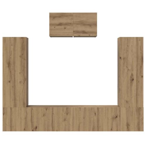 Комплект ТВ шкаф Монтиране на стена 7 pcs Дъб Инженерно дърво