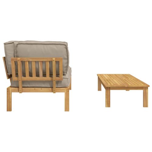 Комплект дивани Едноцветен 2 pcs Таупе Солидно акациево дърво