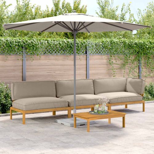 Комплект дивани Едноцветен 4 pcs Таупе Солидно акациево дърво