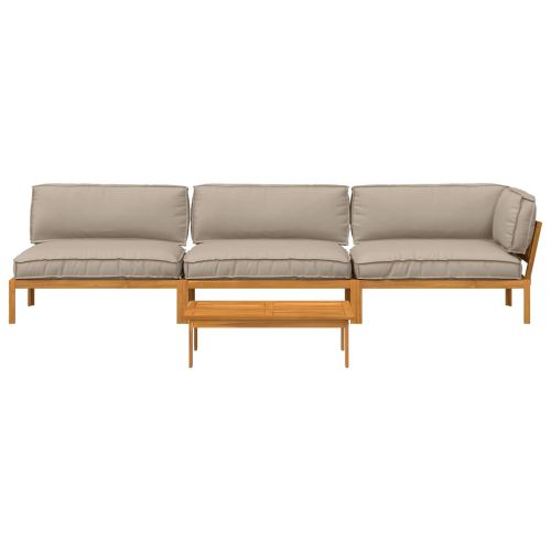 Комплект дивани Едноцветен 4 pcs Таупе Солидно акациево дърво