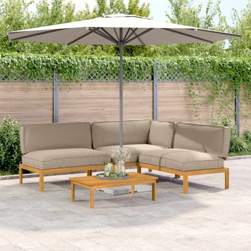 Комплект дивани Едноцветен 4 pcs Таупе Солидно акациево дърво