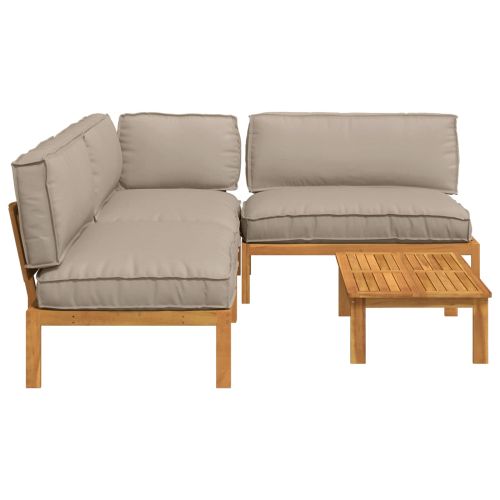 Комплект дивани Едноцветен 4 pcs Таупе Солидно акациево дърво