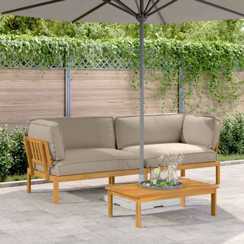 Комплект дивани Едноцветен 2 pcs Таупе Солидно акациево дърво