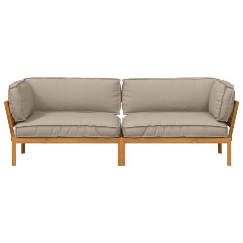 Комплект дивани Едноцветен 2 pcs Таупе Солидно акациево дърво