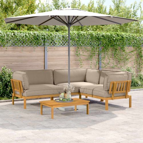 Комплект дивани Едноцветен 4 pcs Таупе Солидно акациево дърво