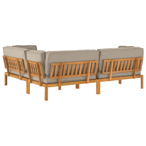 Комплект дивани Едноцветен 4 pcs Таупе Солидно акациево дърво