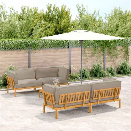 Комплект дивани Едноцветен 5 pcs Таупе Солидно акациево дърво