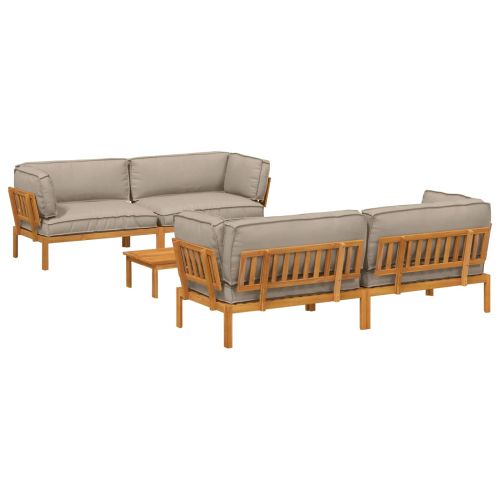 Комплект дивани Едноцветен 5 pcs Таупе Солидно акациево дърво