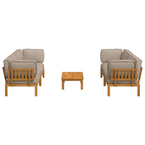 Комплект дивани Едноцветен 5 pcs Таупе Солидно акациево дърво