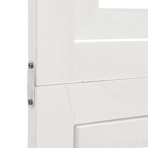 Разделител за стая, 3 панела, бял, дърво пауловния масив