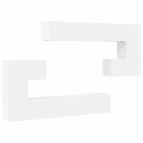 Комплект ТВ шкафове от 10 части, бял, инженерно дърво